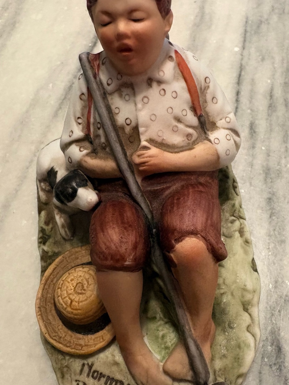 VTG LazybonesFigurine with Dog - Hand-Painted Brown/Cream 1973 Dave Grossman